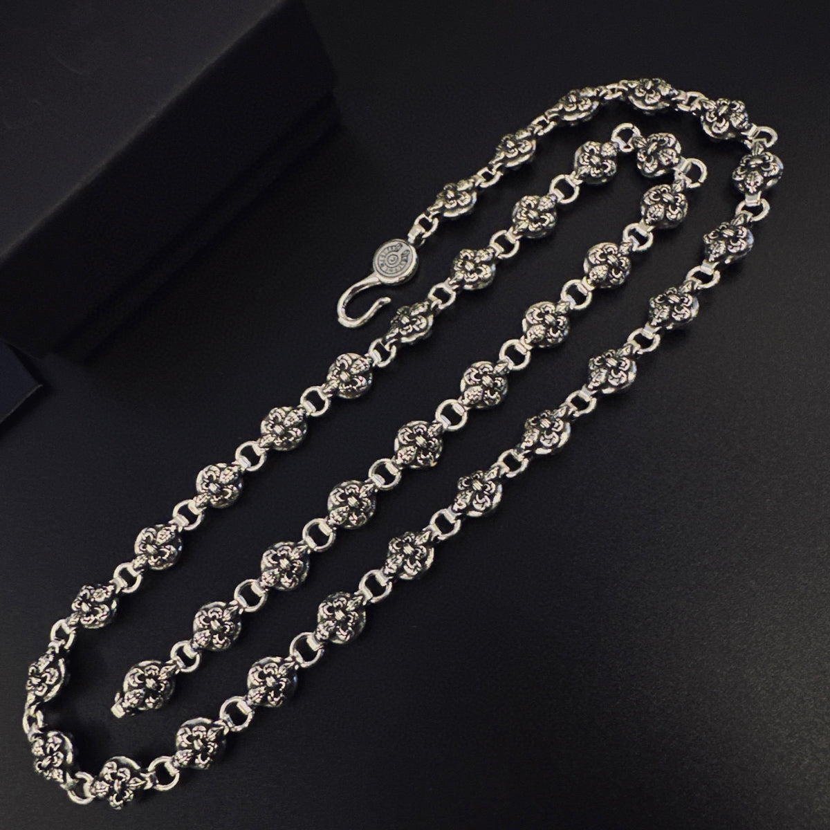 Signature Emblem Pendant Necklace in Polished Metal-Tone – Design 017 detail view