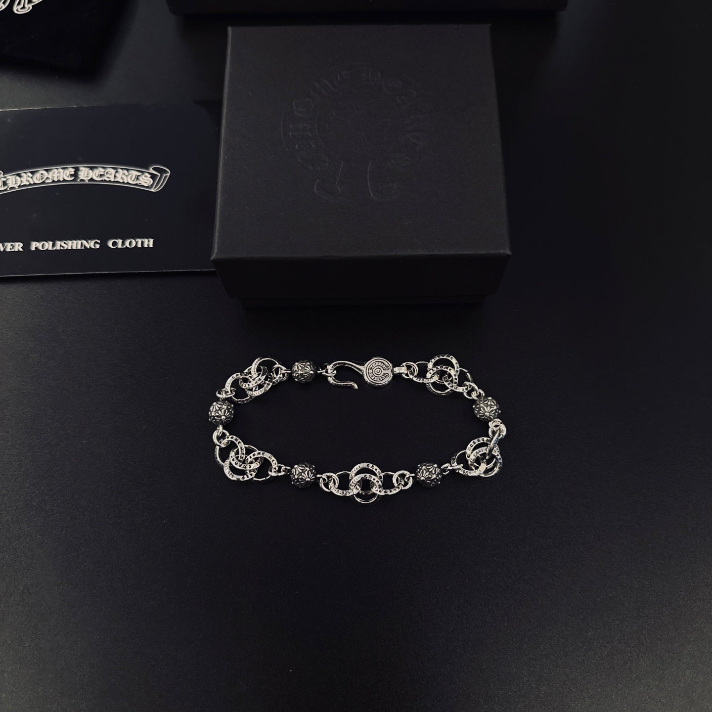 Signature Emblem Bracelet in Polished Metal-Tone – Design 010 detail view