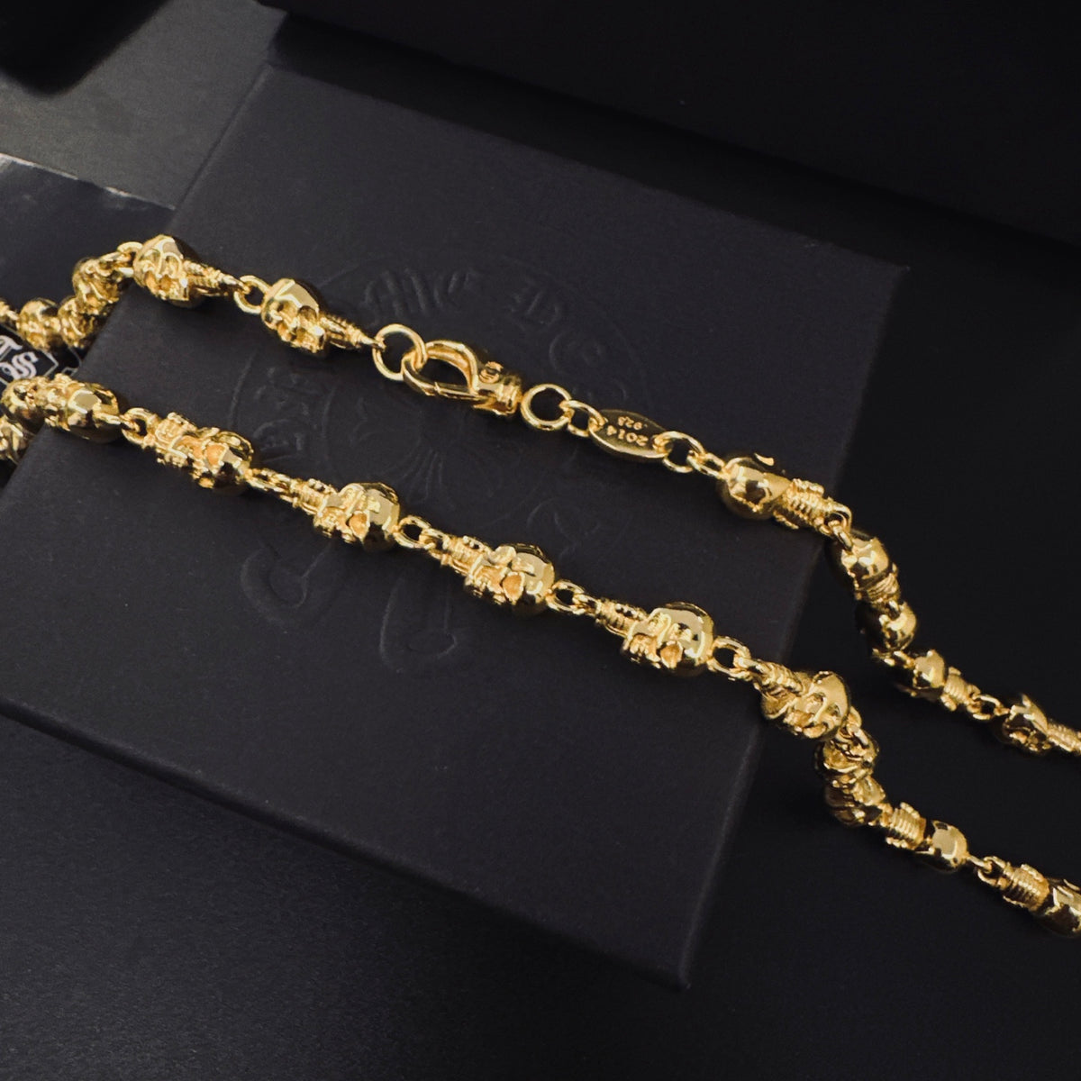 Gothic Emblem Pendant Necklace in Gold-Tone close-up detail