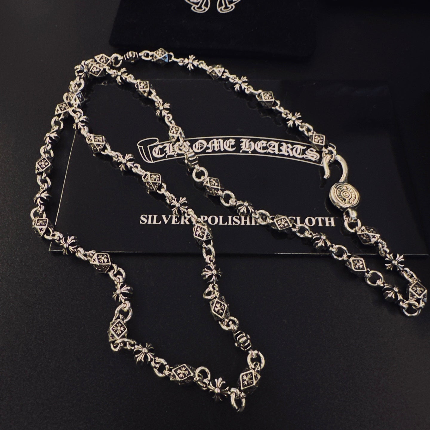Signature Emblem Pendant Necklace in Polished Metal-Tone – Design 015 detail view