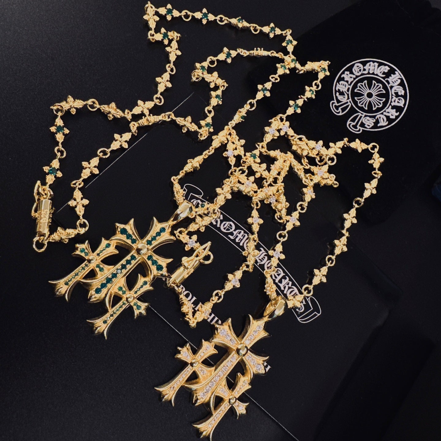 Signature Emblem Pendant Necklace in Polished Metal-Tone – Design 014 front product view