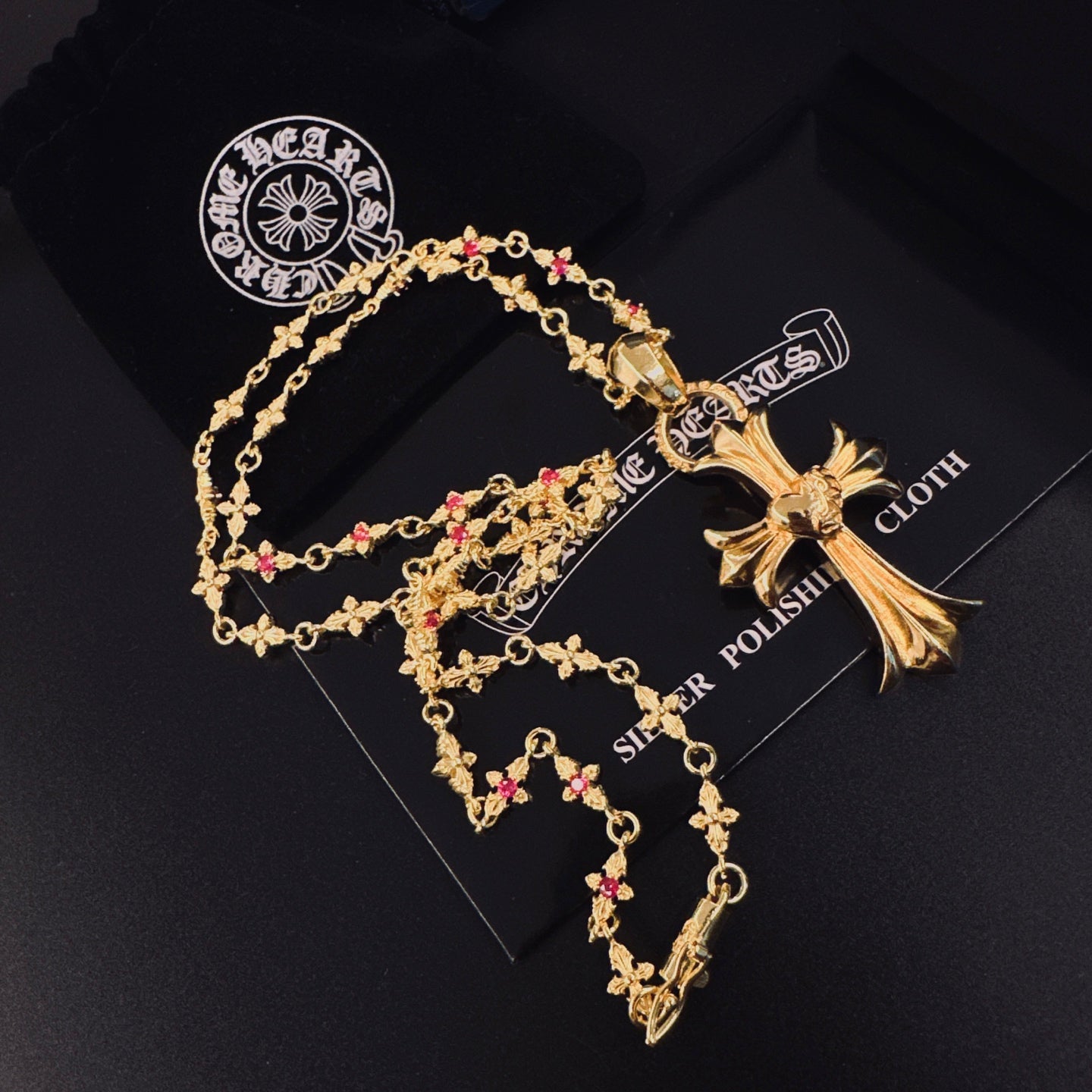 Signature Emblem Pendant Necklace in Polished Metal-Tone – Design 013 detail view