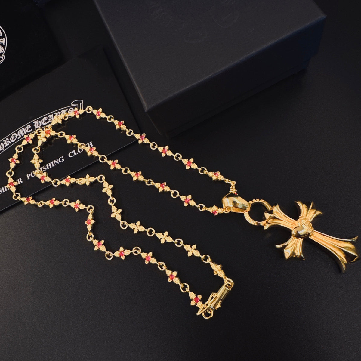 Signature Emblem Pendant Necklace in Polished Metal-Tone – Design 013 side detail