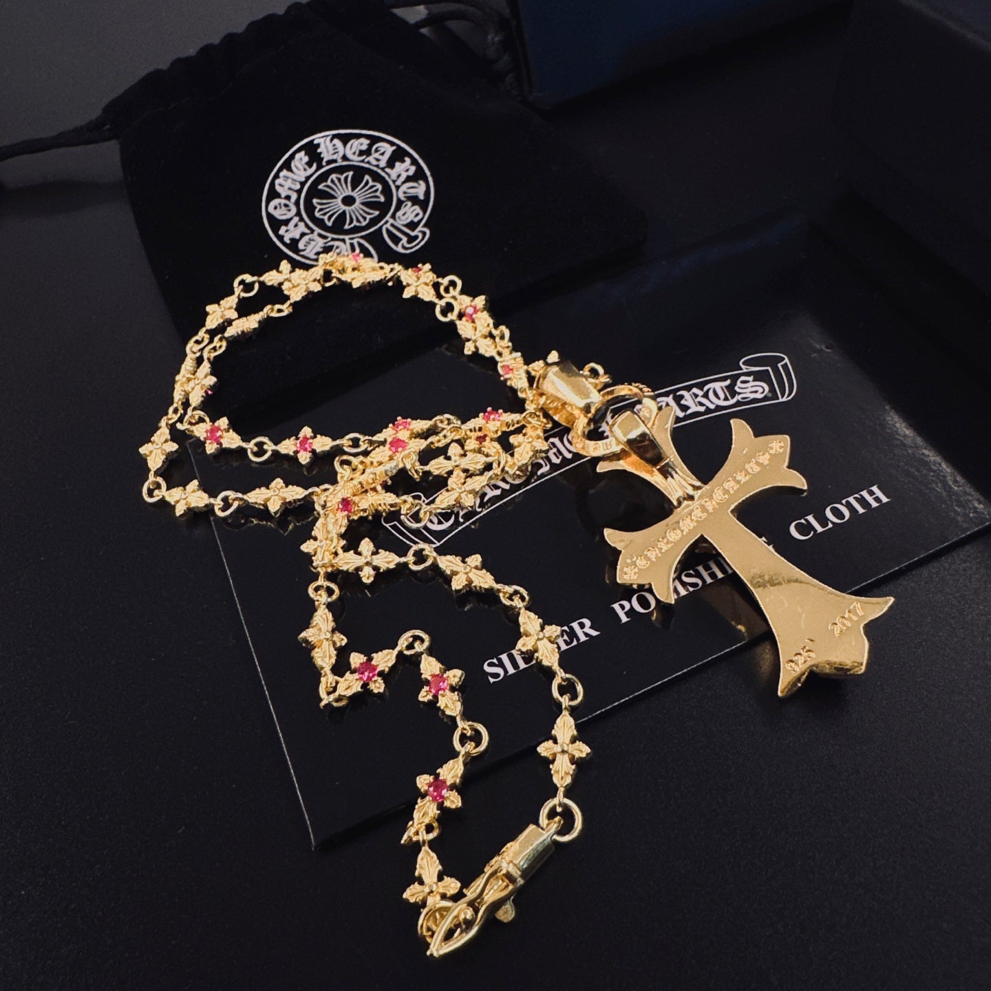 Gothic Emblem Pendant Necklace in Metal-Tone – Design 04 styled product view