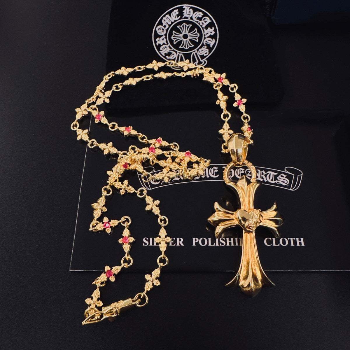 Gothic Emblem Pendant Necklace in Metal-Tone – Design 04 detail view