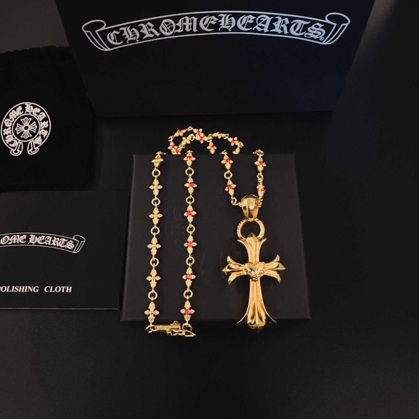Gothic Emblem Pendant Necklace in Metal-Tone – Design 04 main product view