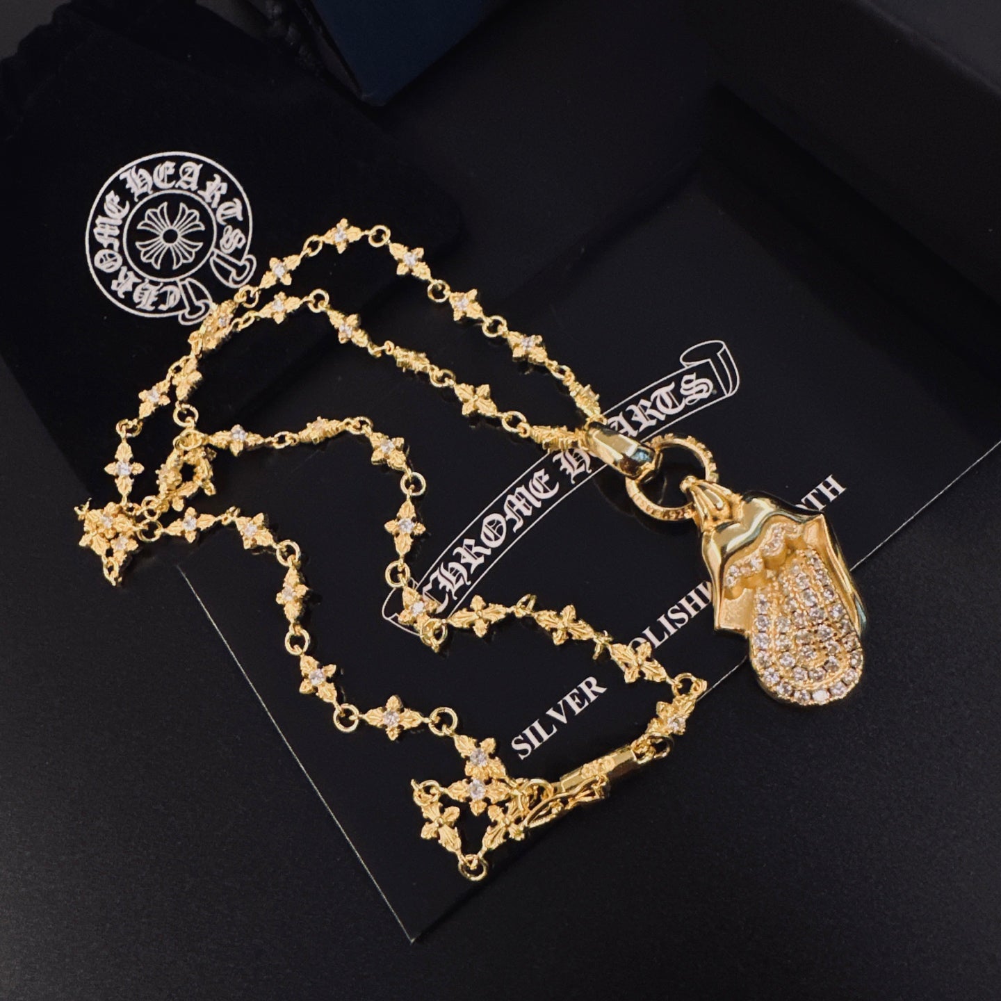 Gothic Emblem Pendant Necklace in Metal-Tone – Design 02 front product view