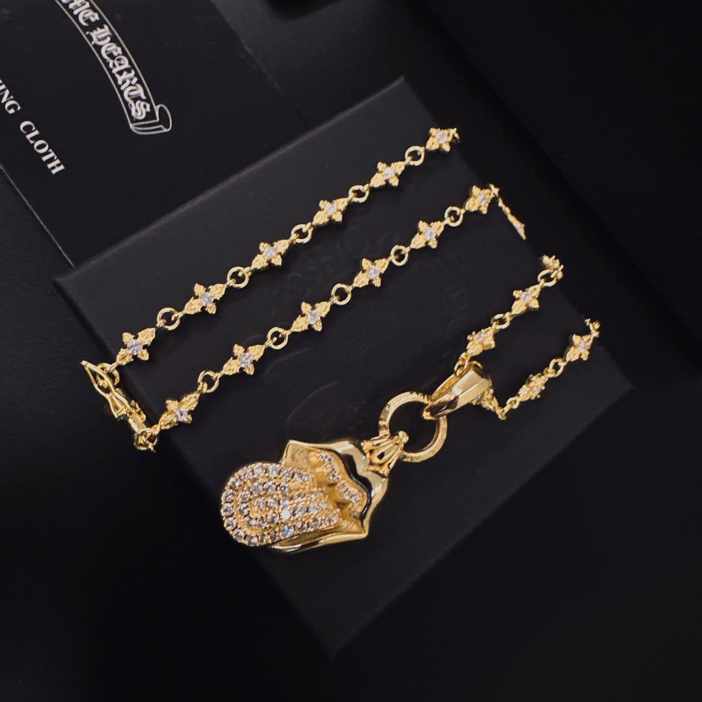 Signature Emblem Pendant Necklace in Polished Metal-Tone – Design 011 main product view