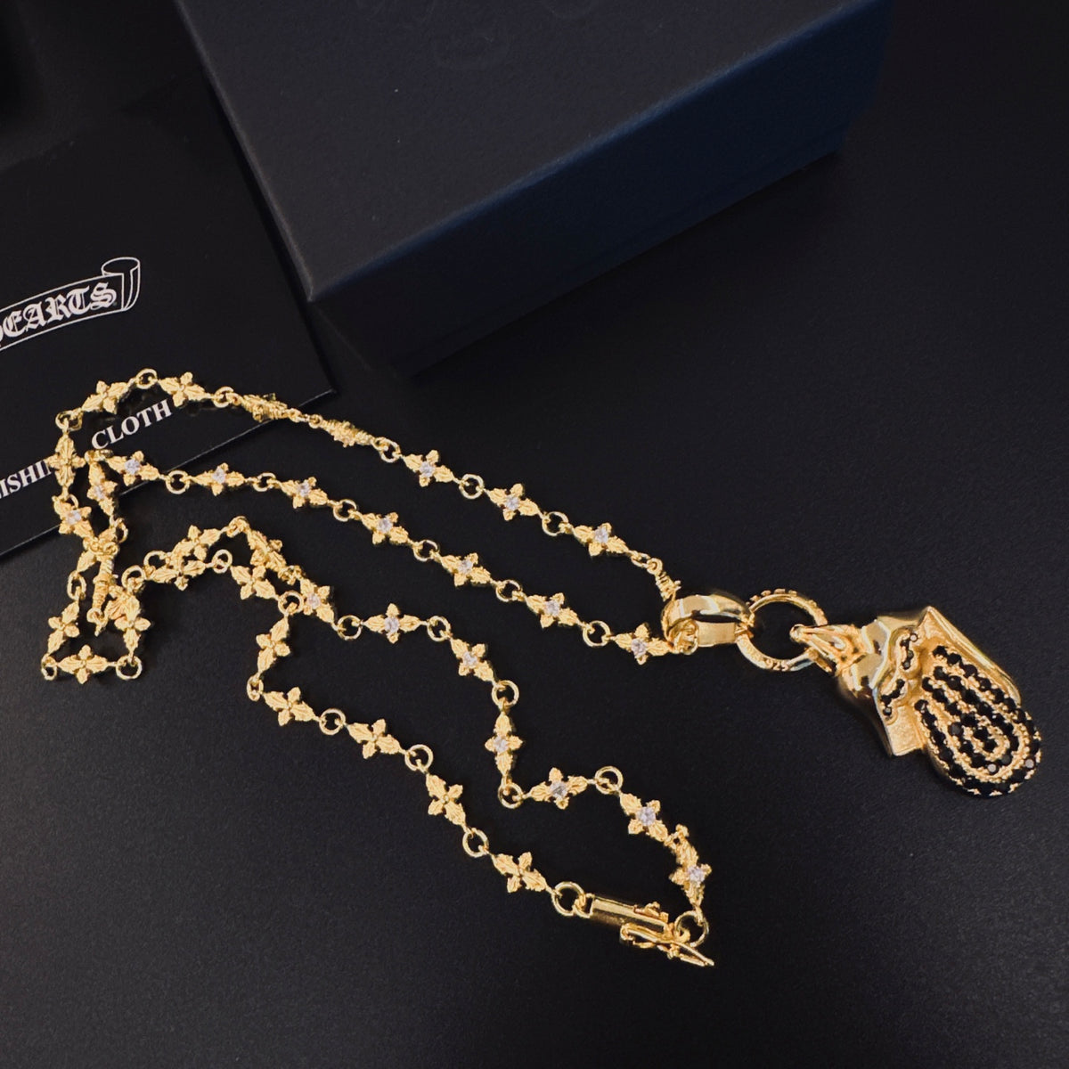 Gothic Emblem Pendant Necklace in Metal-Tone – Design 01 close-up detail