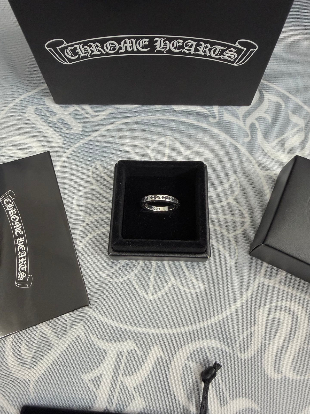Signature Emblem Statement Ring in Polished Metal-Tone – Design 022 detail view