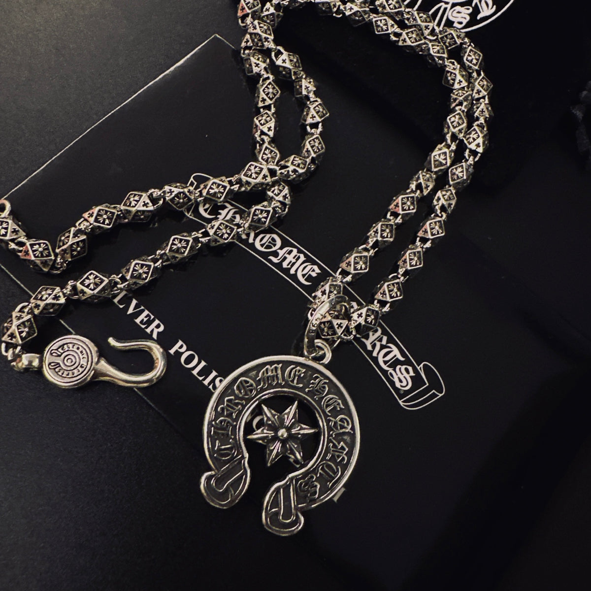 Gothic Emblem Pendant Necklace in Metal-Tone – Design 39 close-up detail