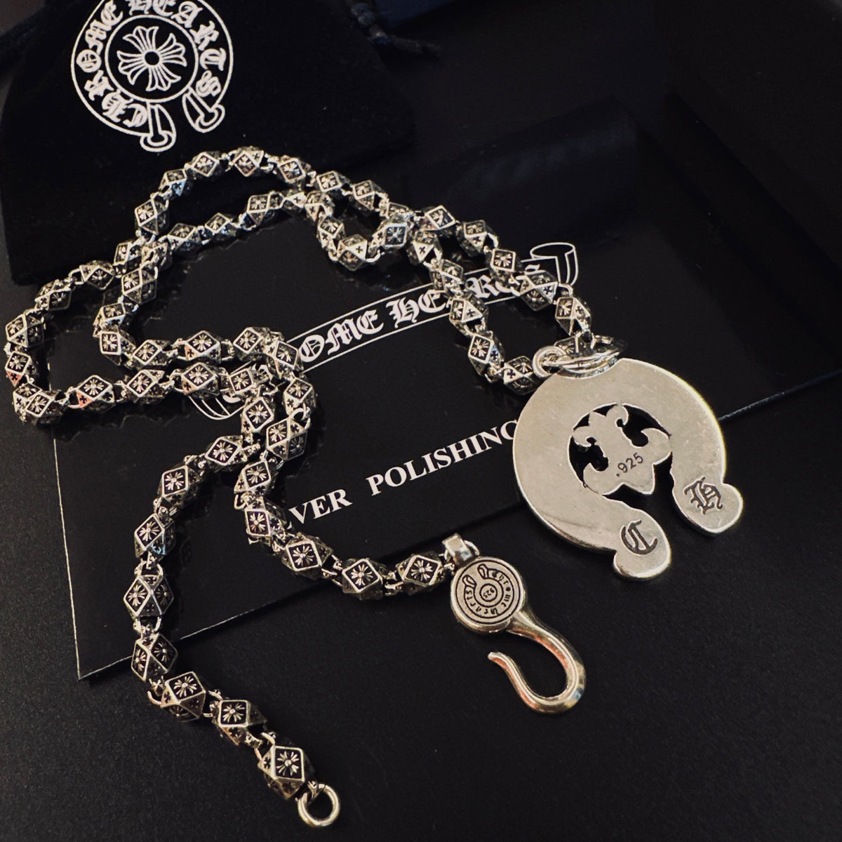 Gothic Emblem Pendant Necklace in Metal-Tone – Design 38 main product view