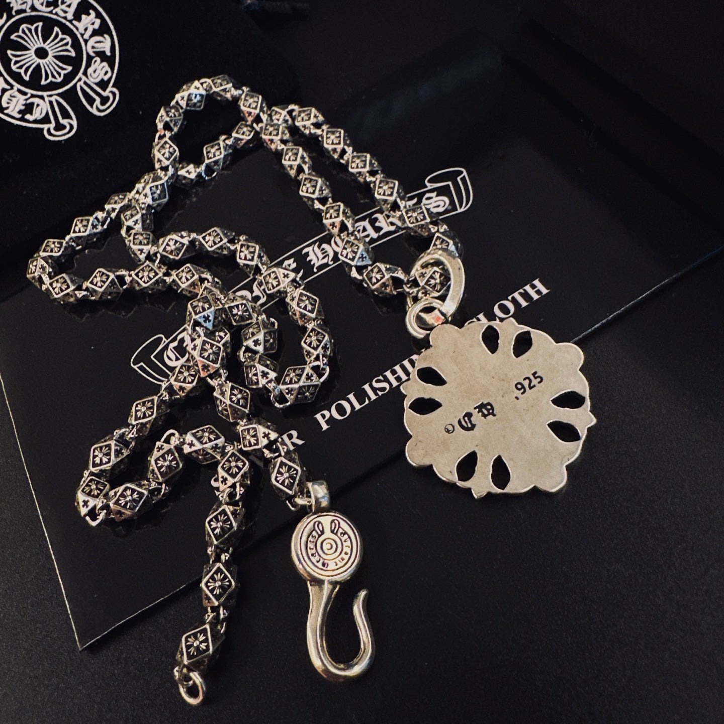 Gothic Emblem Pendant Necklace in Metal-Tone – Design 37 front product view