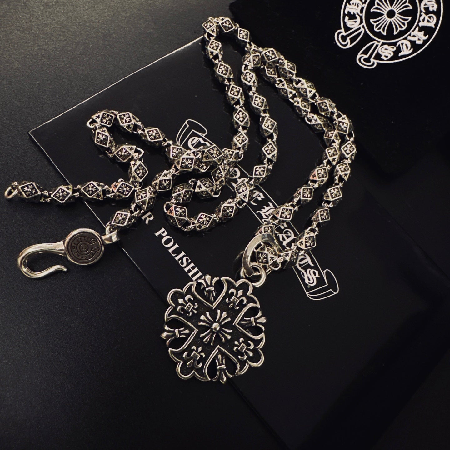 Gothic Emblem Pendant Necklace in Metal-Tone – Design 37 front product view