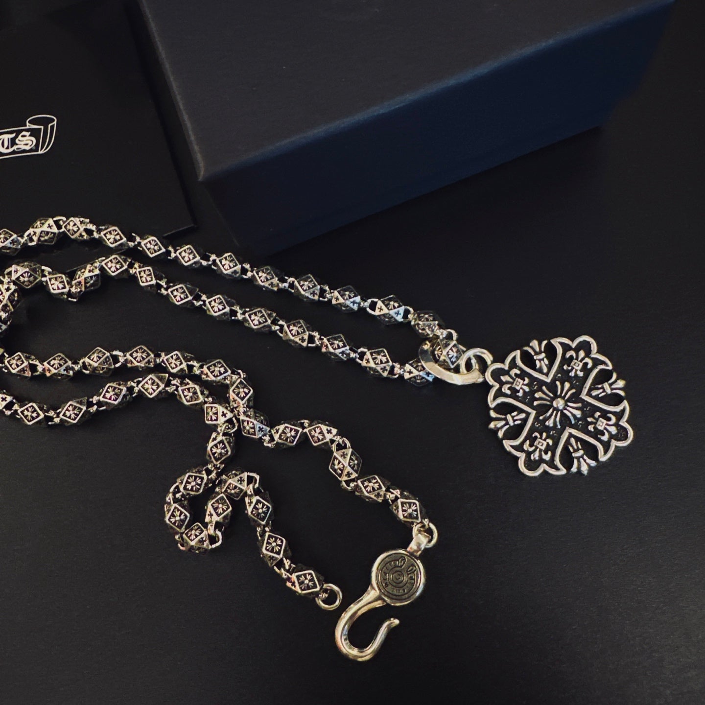 Gothic Emblem Pendant Necklace in Metal-Tone – Design 37 detail view
