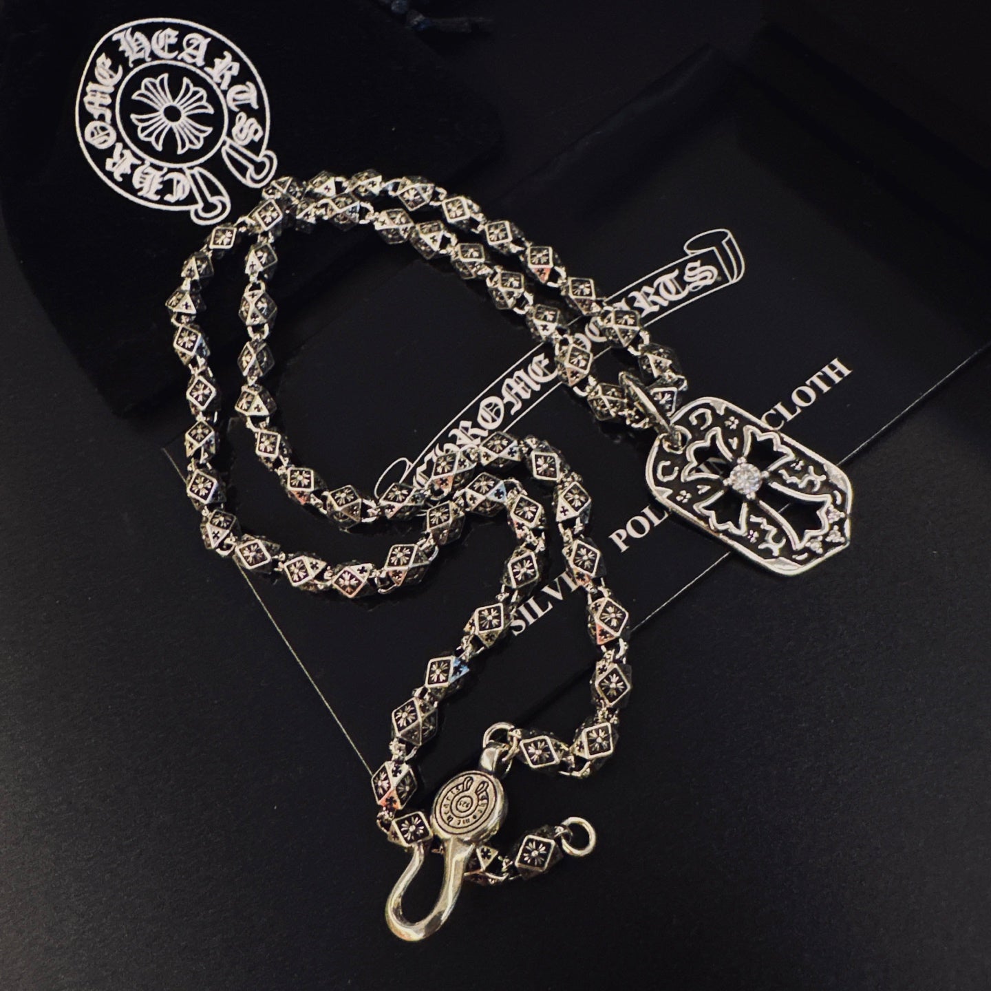 Gothic Emblem Pendant Necklace in Metal-Tone – Design 36 detail view