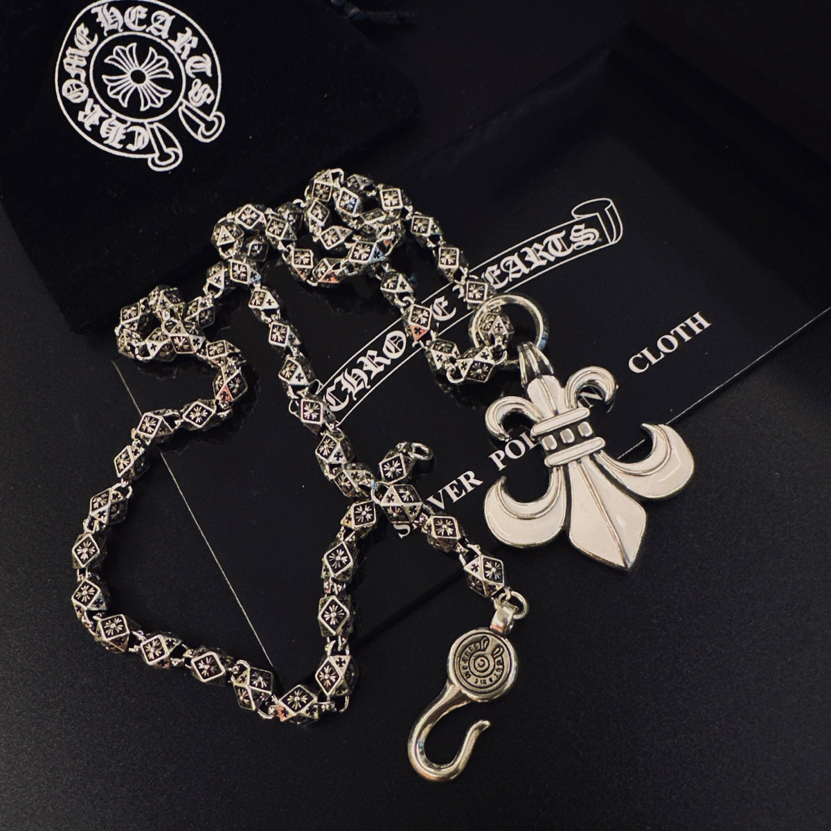 Gothic Emblem Pendant Necklace in Metal-Tone – Design 35 front product view
