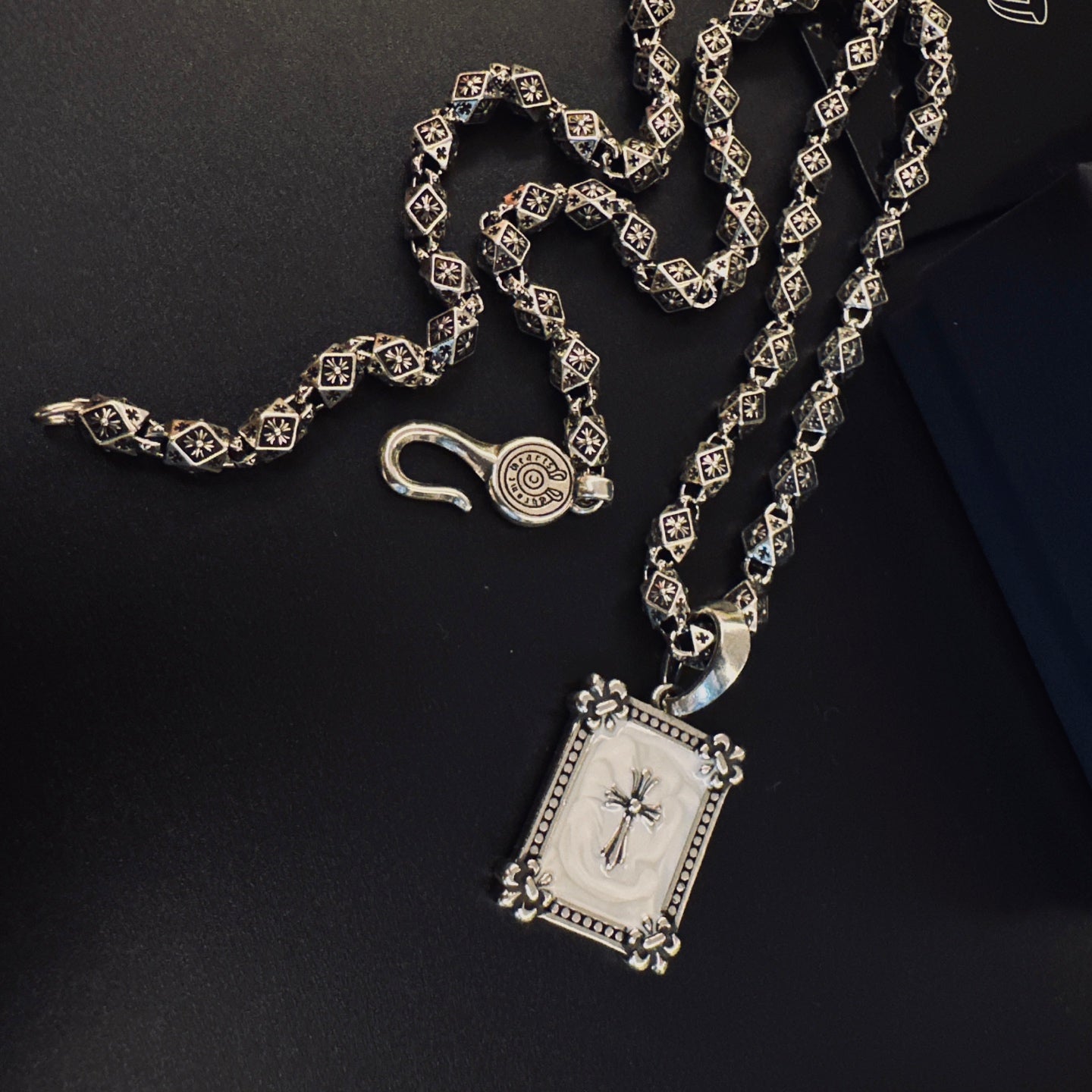Gothic Emblem Pendant Necklace in Metal-Tone – Design 32 close-up detail