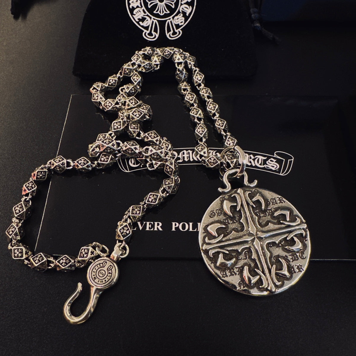 Gothic Emblem Pendant Necklace in Metal-Tone – Design 31 main product view