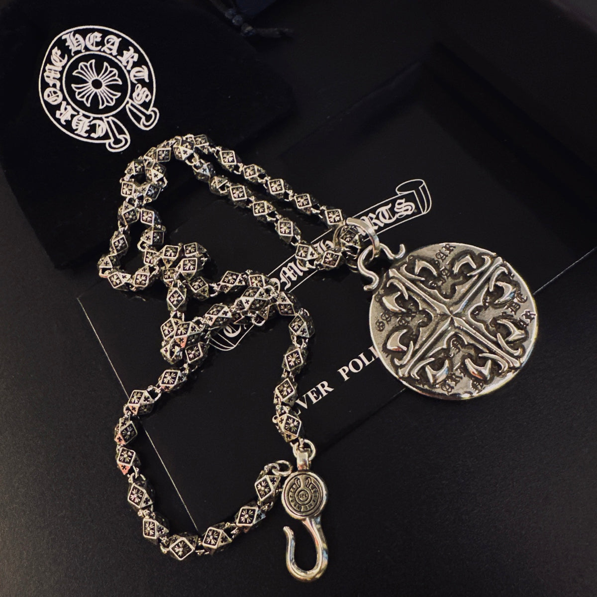 Gothic Emblem Pendant Necklace in Metal-Tone – Design 31 close-up detail