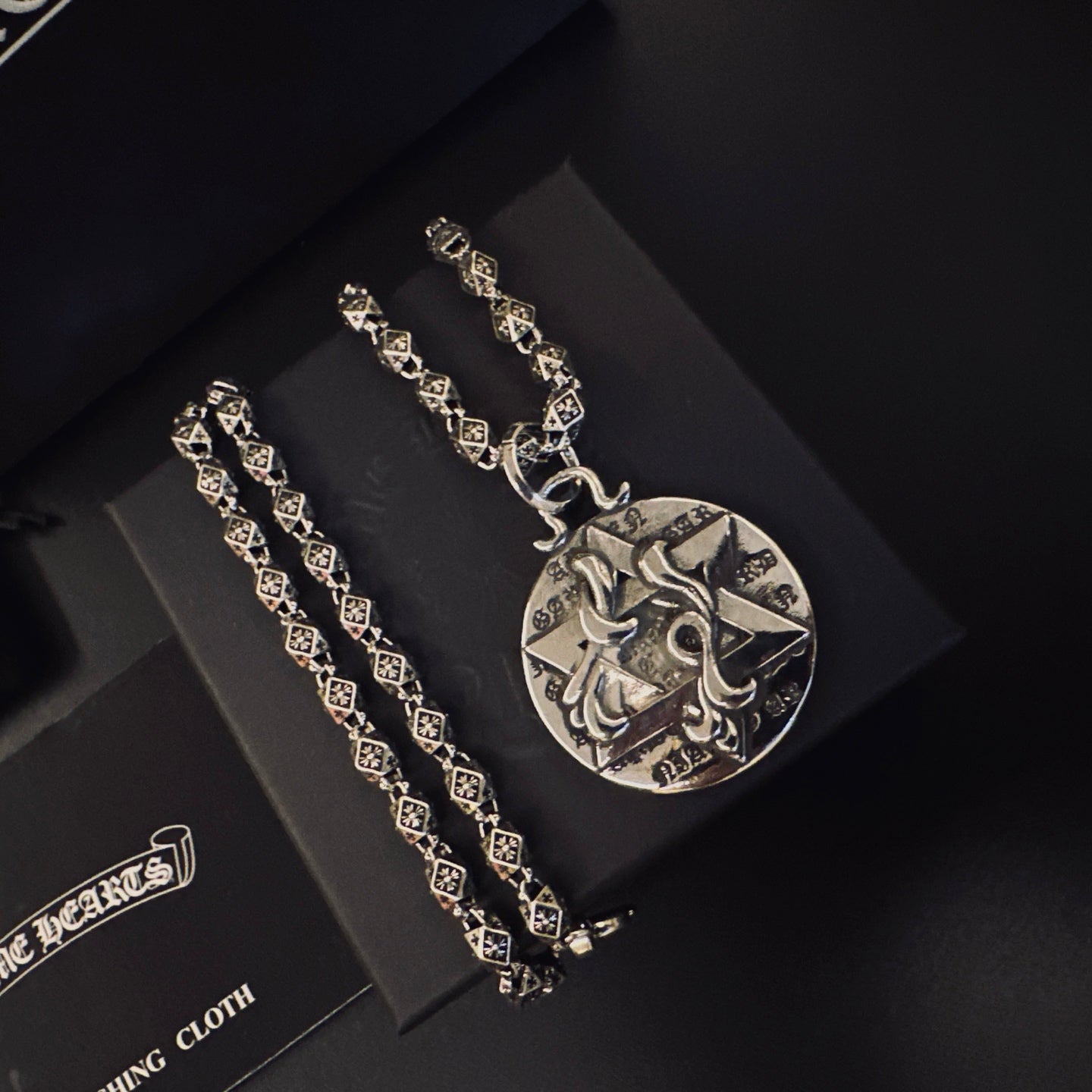 Gothic Emblem Pendant Necklace in Metal-Tone – Design 31 main product view