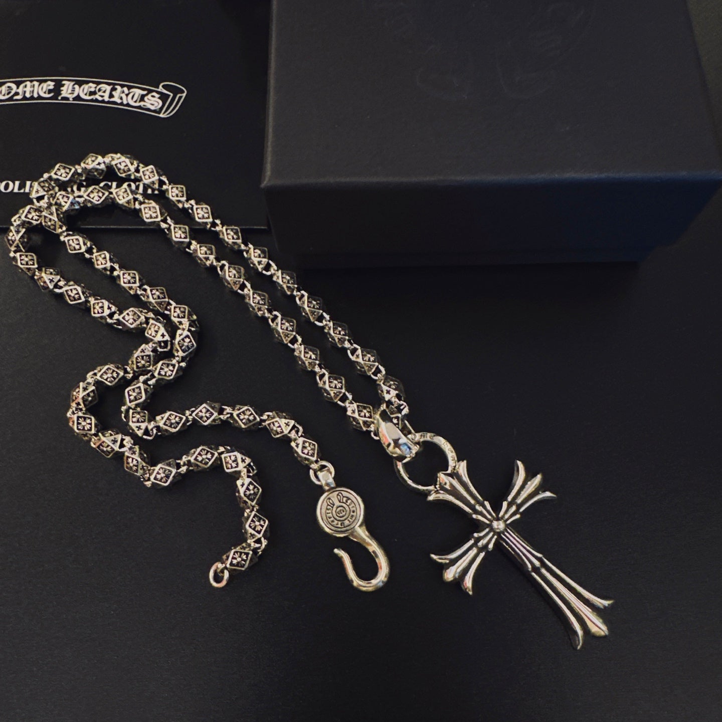 Gothic Emblem Pendant Necklace in Metal-Tone – Design 29 front product view