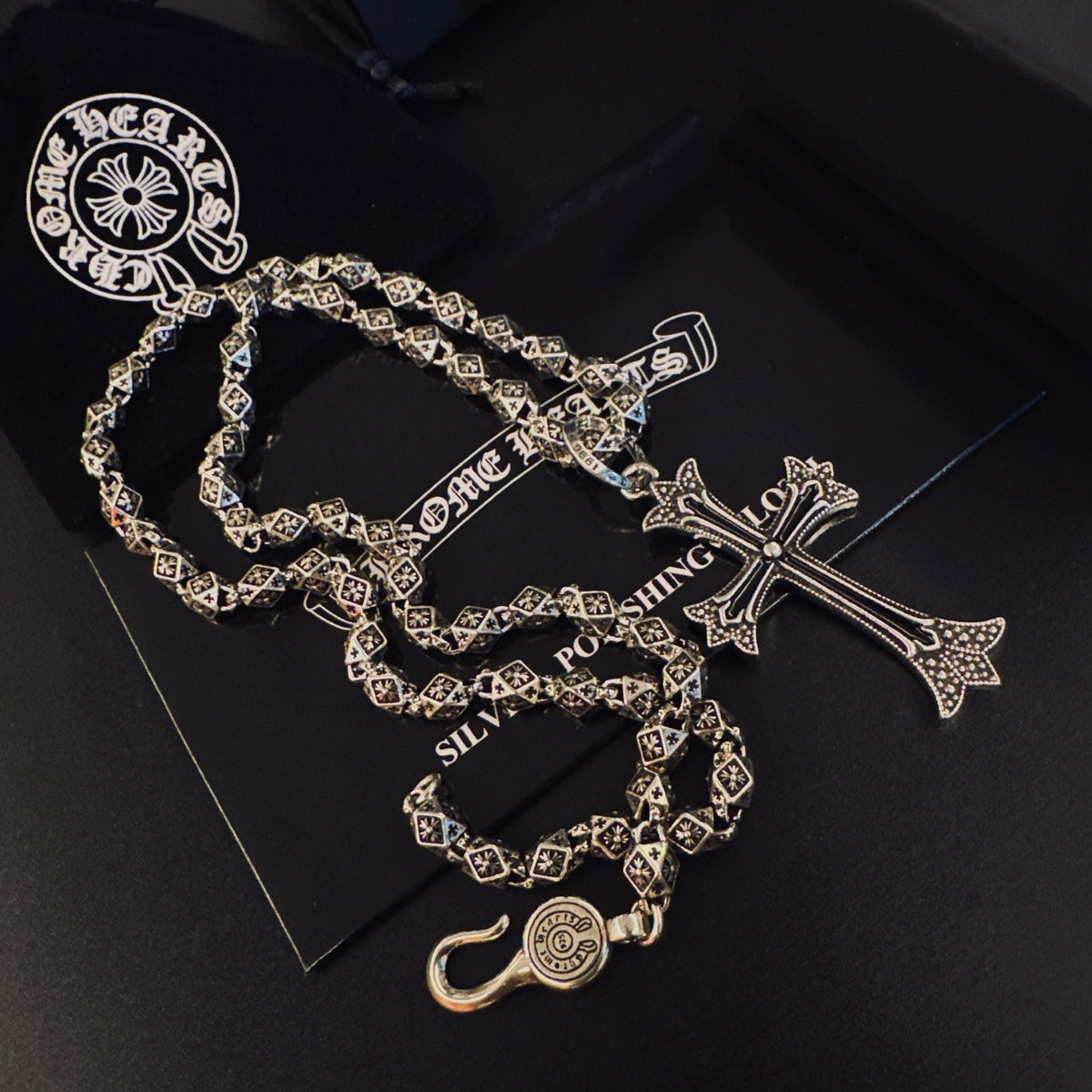 Gothic Emblem Pendant Necklace in Metal-Tone – Design 28 detail view