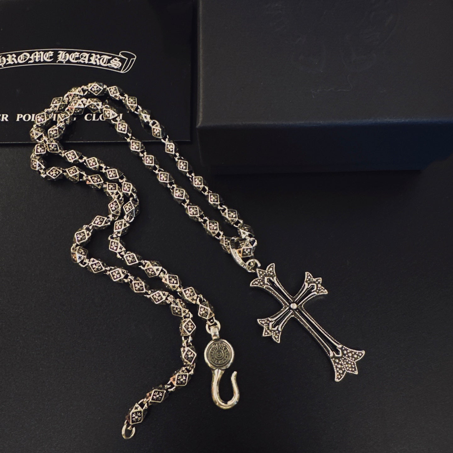 Gothic Emblem Pendant Necklace in Metal-Tone – Design 28 main product view