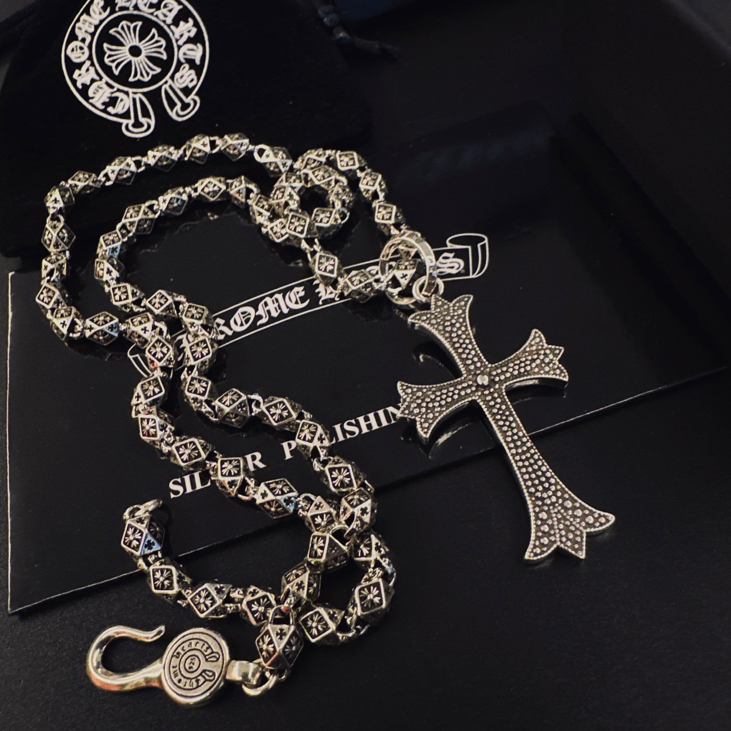 Gothic Emblem Pendant Necklace in Metal-Tone – Design 28 close-up detail