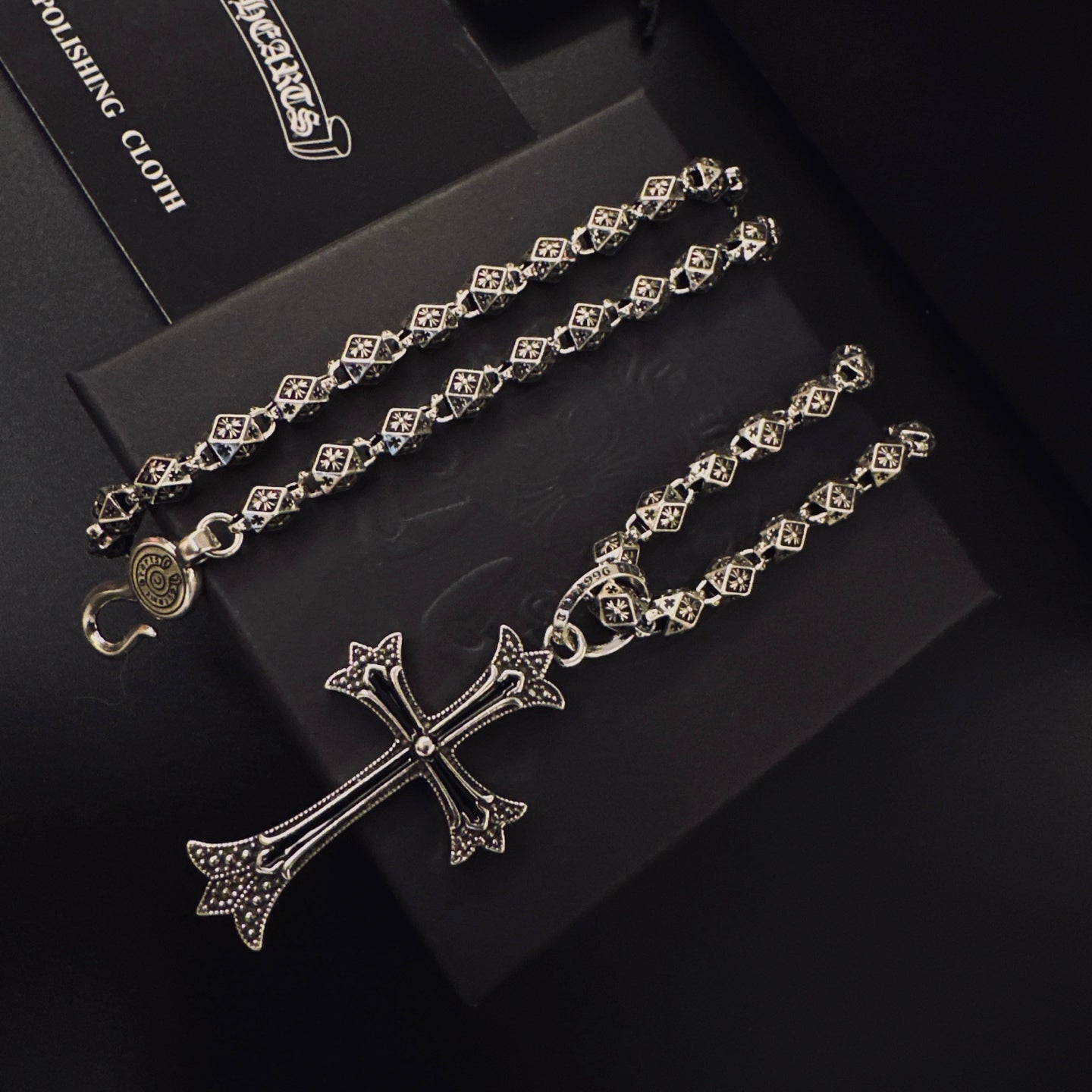 Gothic Emblem Pendant Necklace in Metal-Tone – Design 28 front product view