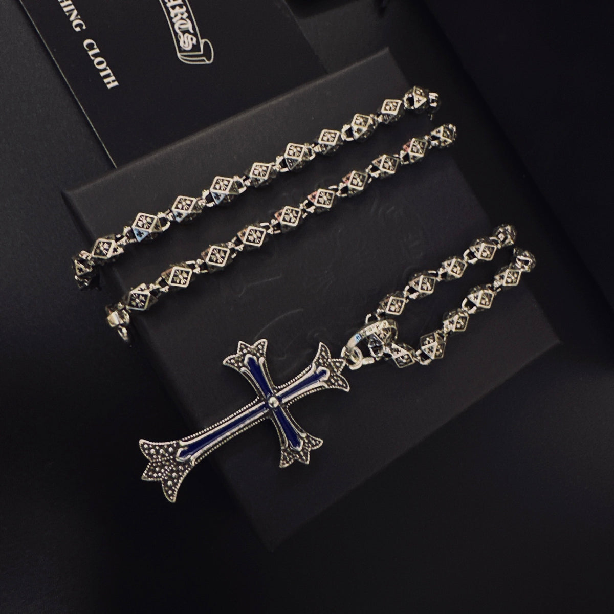Gothic Emblem Pendant Necklace in Metal-Tone – Design 27 side detail