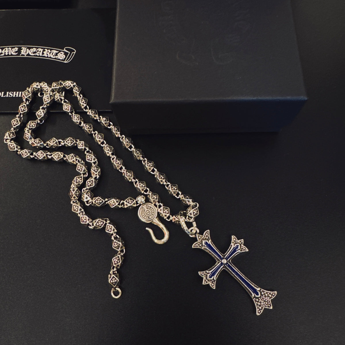 Gothic Emblem Pendant Necklace in Metal-Tone – Design 27 detail view