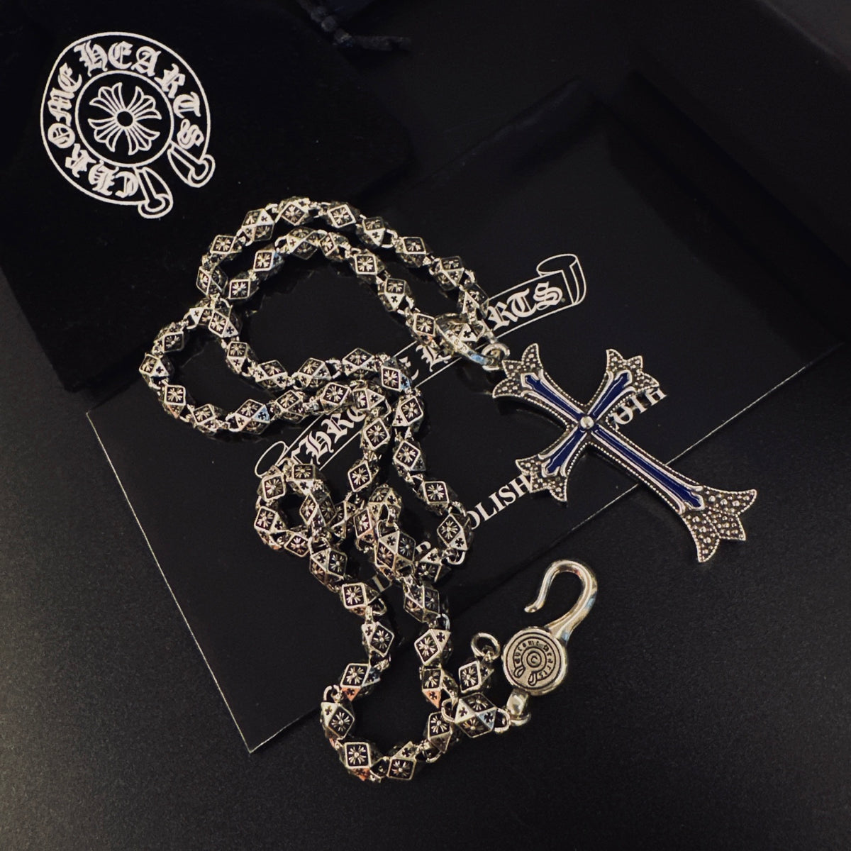 Gothic Emblem Pendant Necklace in Metal-Tone – Design 27 styled product view