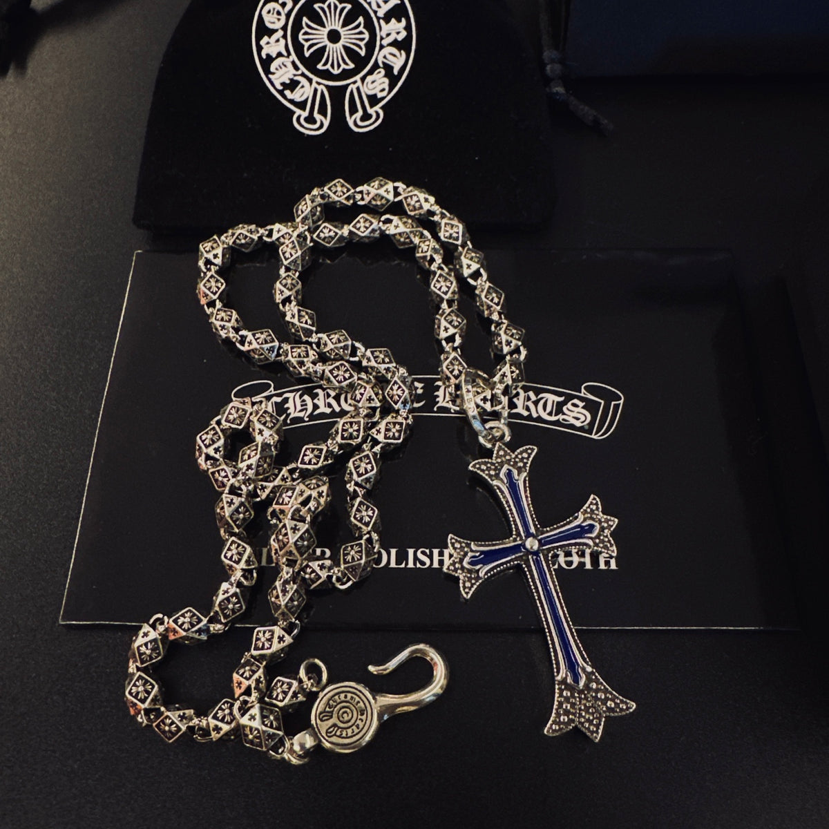 Gothic Emblem Pendant Necklace in Metal-Tone – Design 27 front product view