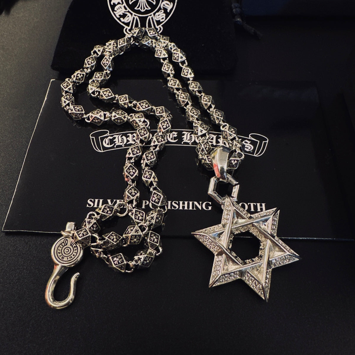 Gothic Emblem Pendant Necklace in Metal-Tone – Design 26 side detail