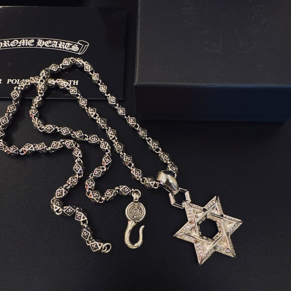 Gothic Emblem Pendant Necklace in Metal-Tone – Design 26 detail view