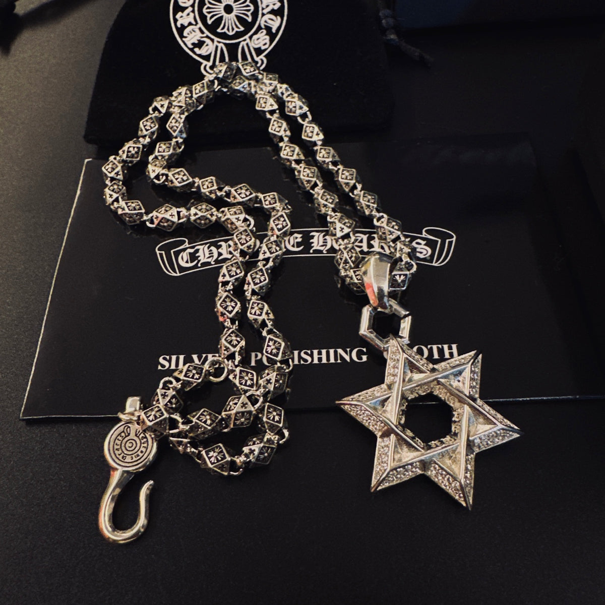 Gothic Emblem Pendant Necklace in Metal-Tone – Design 26 front product view