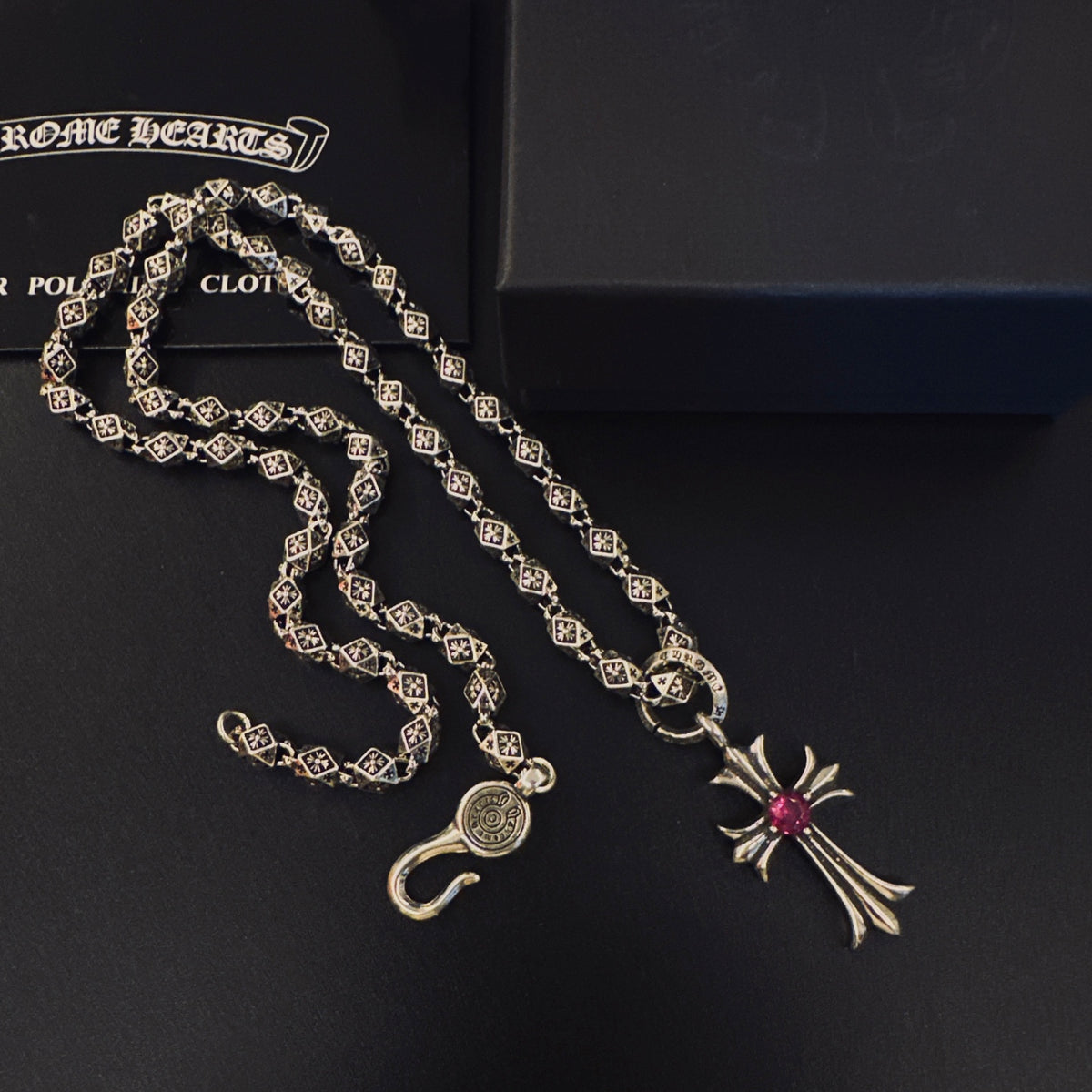 Gothic Emblem Pendant Necklace in Metal-Tone – Design 25 detail view