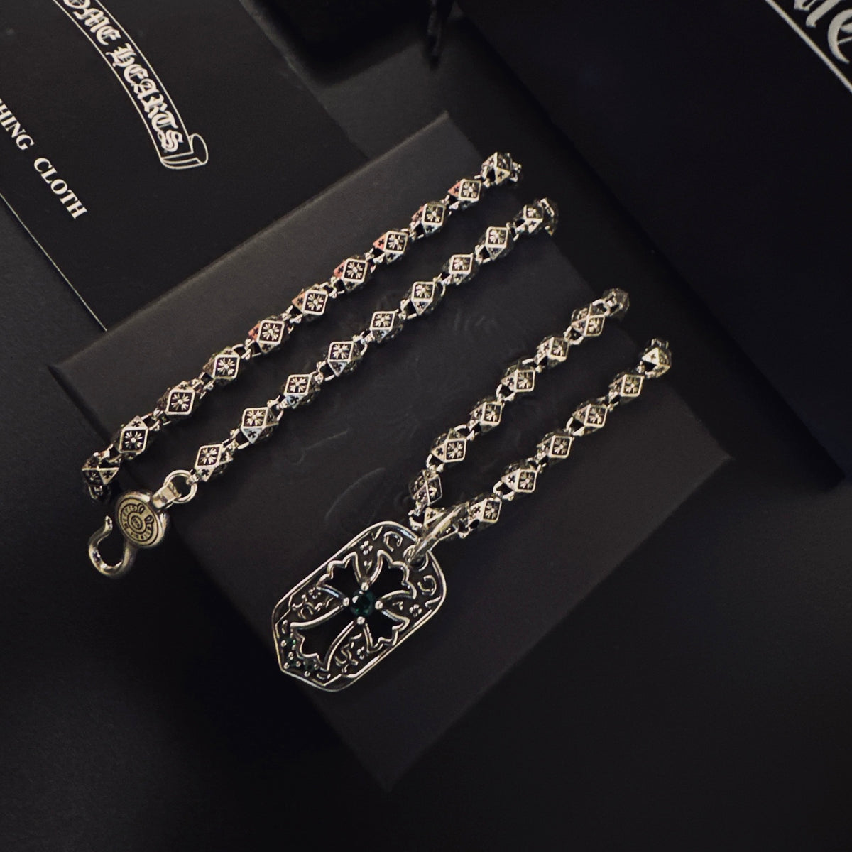 Gothic Emblem Pendant Necklace in Metal-Tone – Design 23 main product view