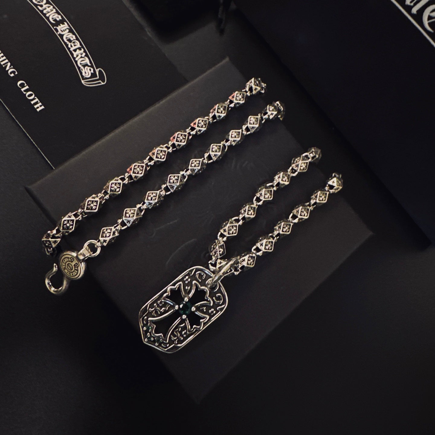 Gothic Emblem Pendant Necklace in Metal-Tone – Design 23 main product view