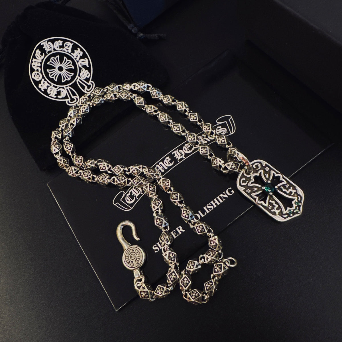 Gothic Emblem Pendant Necklace in Metal-Tone – Design 23 front product view