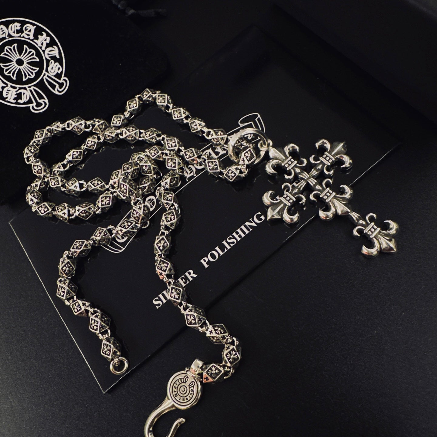 Gothic Emblem Pendant Necklace in Metal-Tone – Design 22 detail view