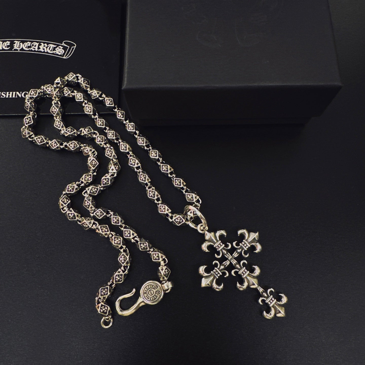 Gothic Emblem Pendant Necklace in Metal-Tone – Design 22 front product view