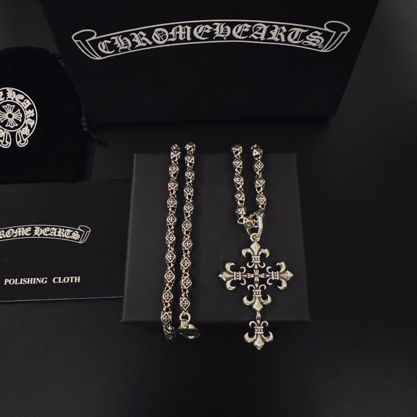 Gothic Emblem Pendant Necklace in Metal-Tone – Design 22 main product view