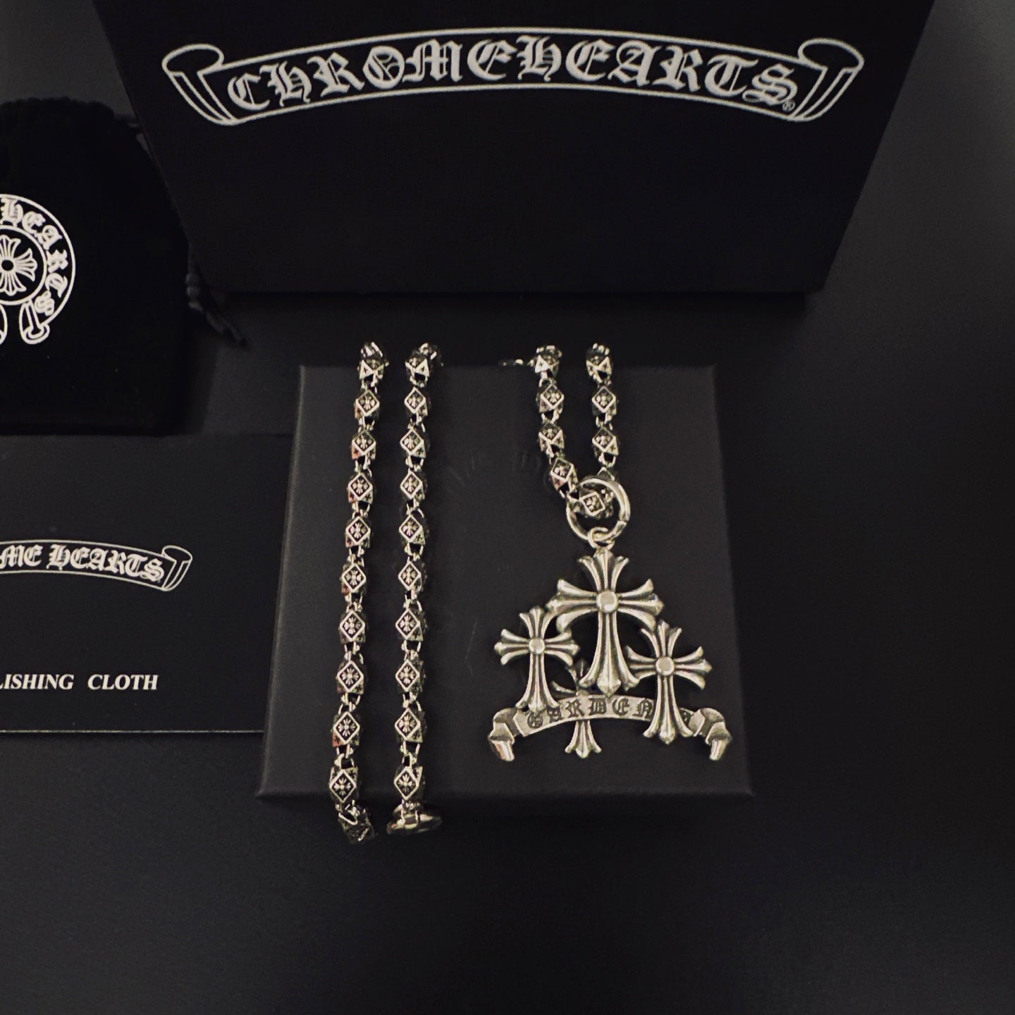 Gothic Emblem Pendant Necklace in Metal-Tone – Design 20 main product view