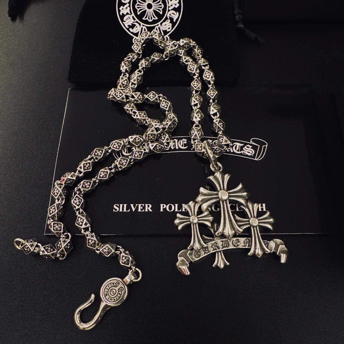 Gothic Emblem Pendant Necklace in Metal-Tone – Design 20 detail view