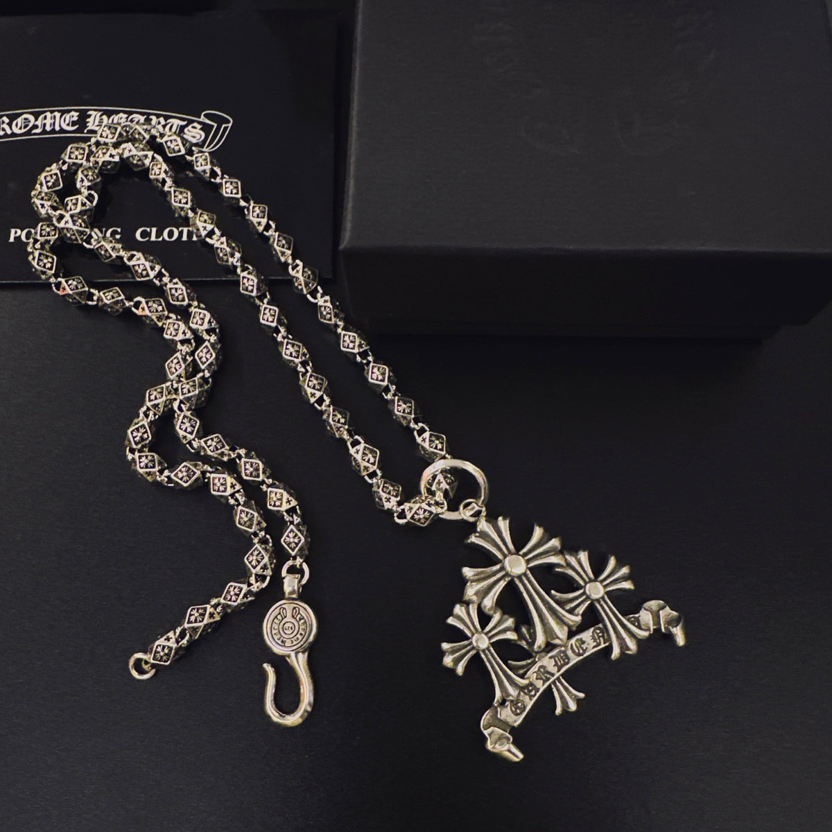 Gothic Emblem Pendant Necklace in Metal-Tone – Design 20 main product view