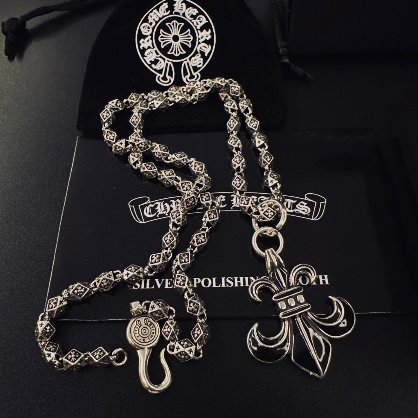 Gothic Emblem Pendant Necklace in Metal-Tone – Design 19 front product view