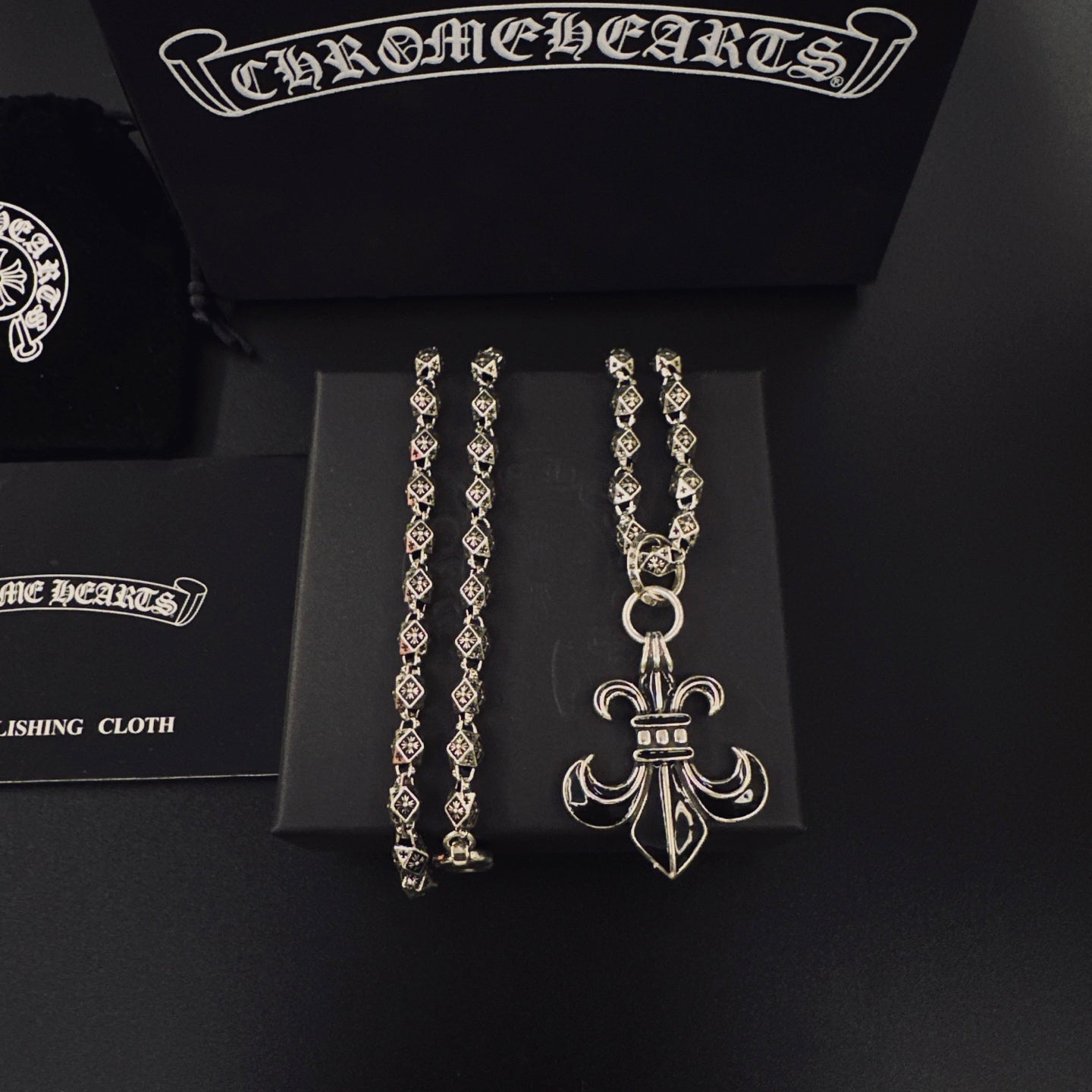 Gothic Emblem Pendant Necklace in Metal-Tone – Design 19 main product view