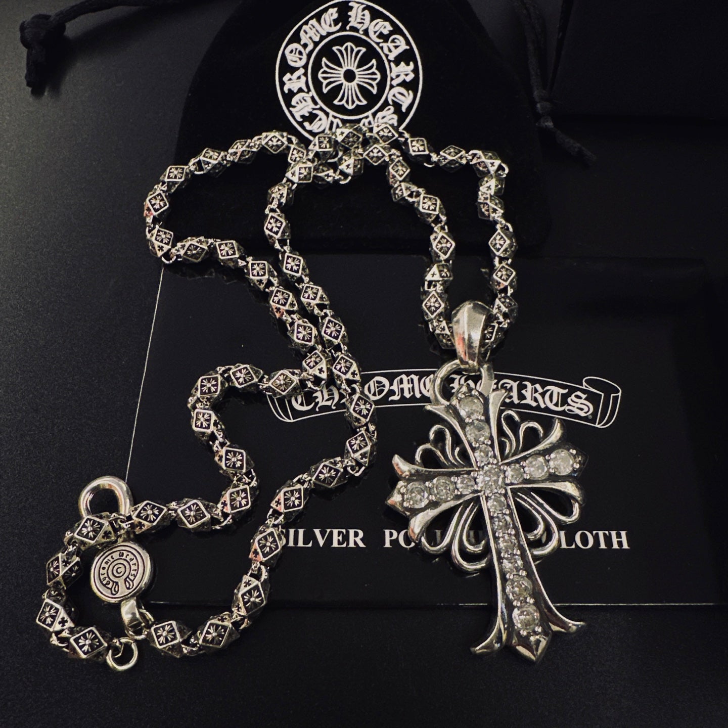 Gothic Emblem Pendant Necklace in Metal-Tone – Design 18 side detail